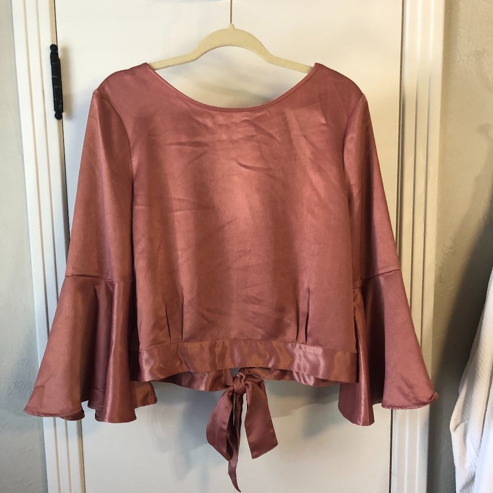 Jack by BB Dakota Blush Pink Satin Blouse - Large